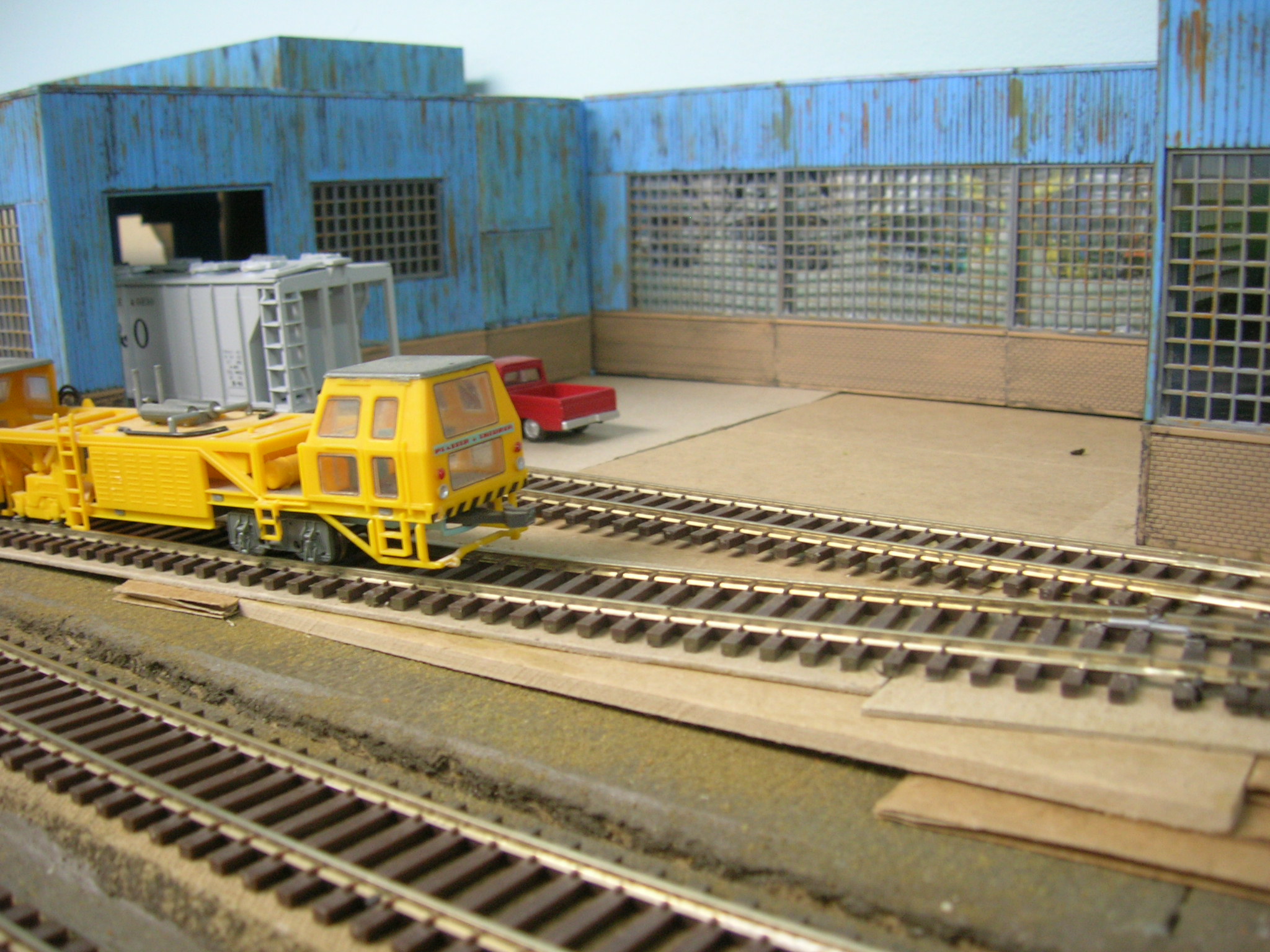 Shelving and fork lift inside