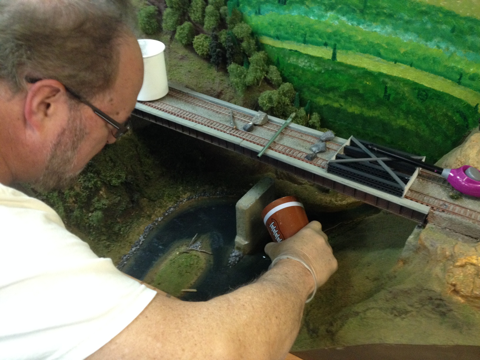 Pouring 2 part resin at Laurel Run