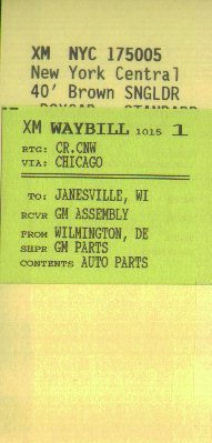 Car Card with Waybill